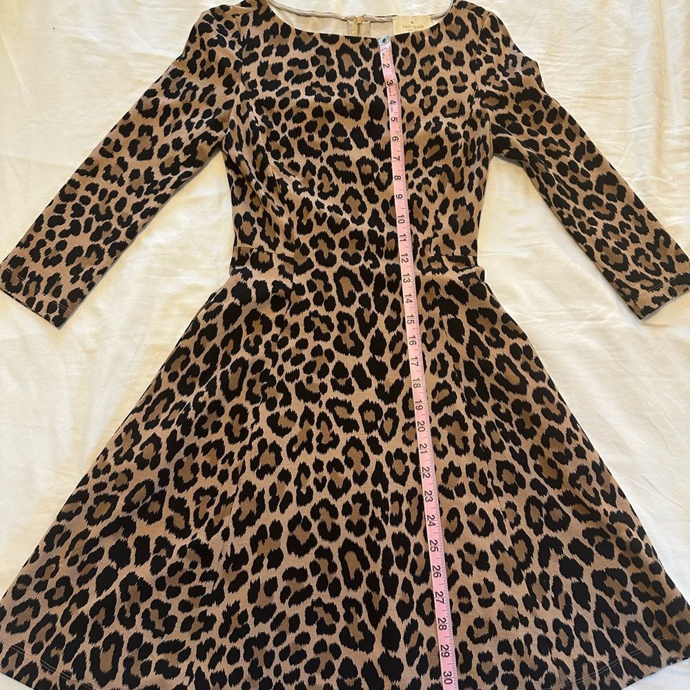 Kate Spade Leopard Fit & Flare Dress 00 Autumn Wedding Guest Homecoming - Picture 10 of 11